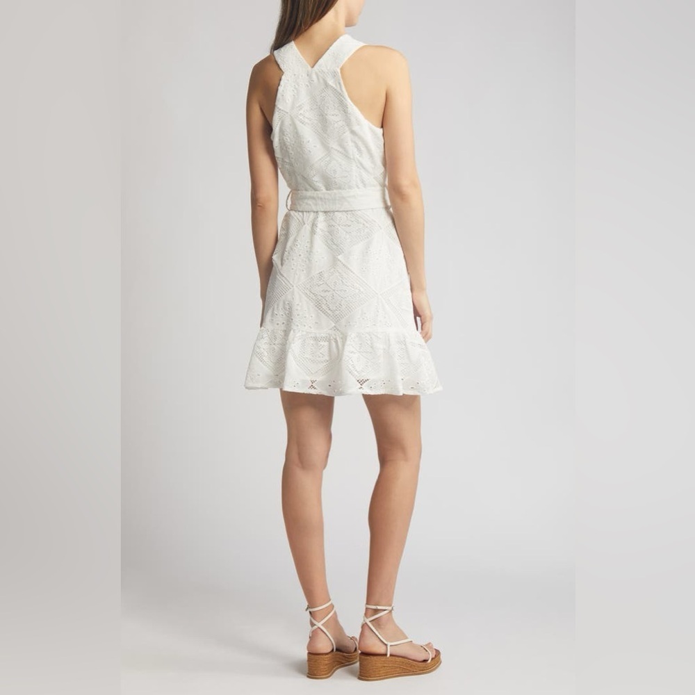 Ciebon Braylee Lace Eyelet Belted Sleeveless Minidress - Picture 3 of 10